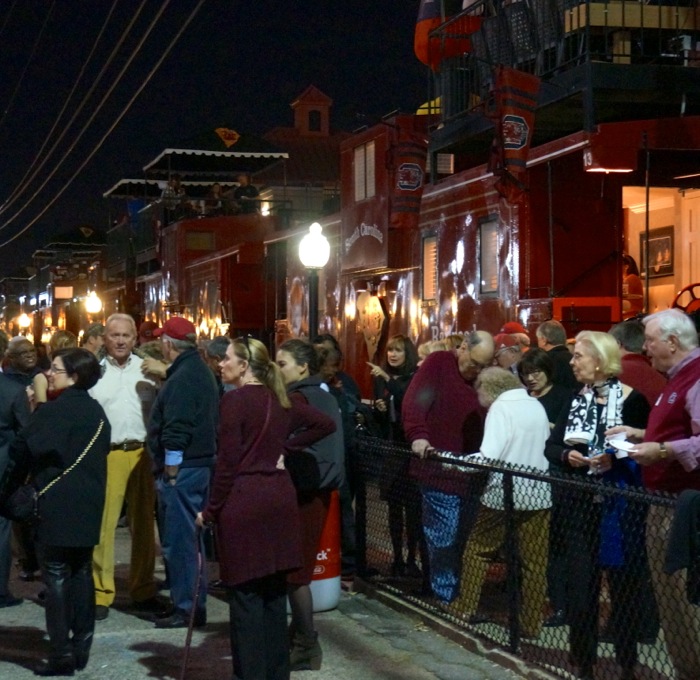 South Carolina fans leaving Cockaboose Railroad tailgate ready for the big game photo by Kathy Miller