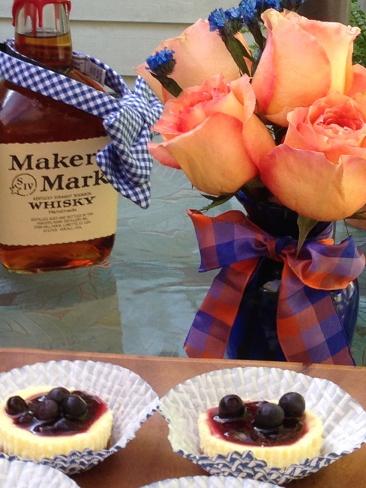 Mini Blueberry Cheesecakes with orange roses from The Bouqs photo by Kathy Miller