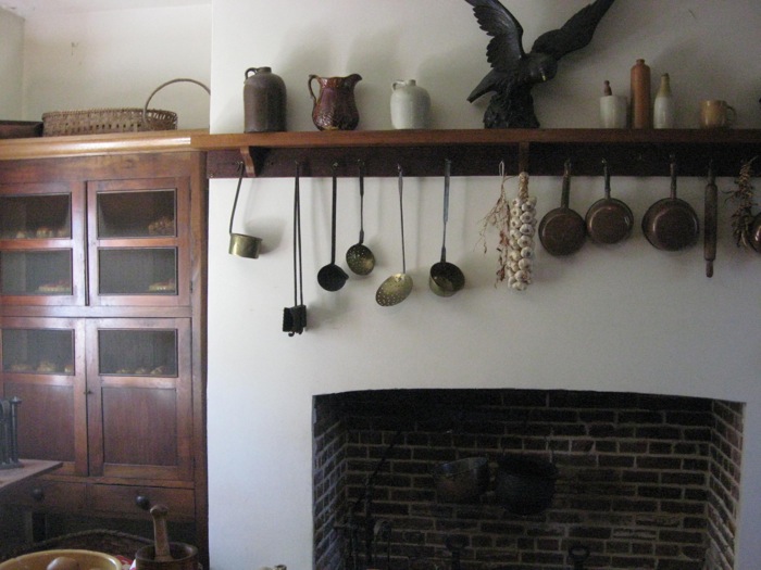 Kitchen fireplace and tools at Rosalie, Natchez, MS photo by Kathy Miller