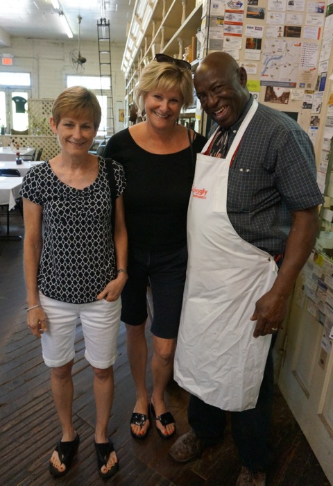 Mr. D, Author Davis owner of The Old Country Store, Lorman, Mississippi with Kathy Miller and Clara photo by Kathy Miller