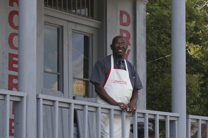 Aurthor Davis on the porch of The Old Country Store