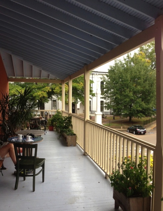 the balcony of Square Books, Oxford MS photo by Kathy Miller