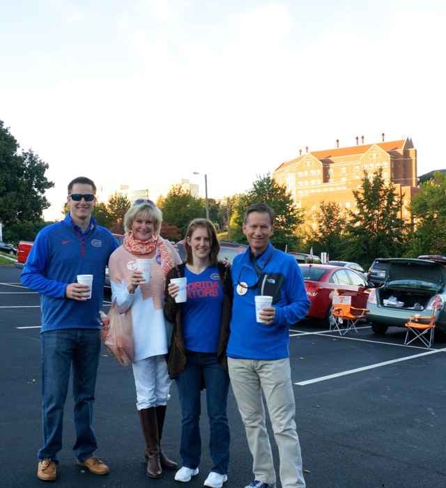 James, Kathy Lizzy and Dave arrive for UT tailgate ready to walk to stadium photo by Kathy Miller