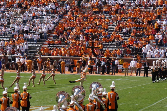 Tennessee's Pride of the Southland Marching Band and Pregame show with Drum Major photo by Kathy Miller