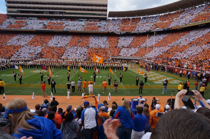 The T in Pregame Show Pride of the Southland Marching Band photo by Kathy Miller