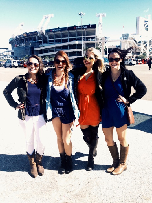 Molly, Kaleigh, Kelly and Emily meet up at Florida/Georgia game photo by Kelly Hawkins