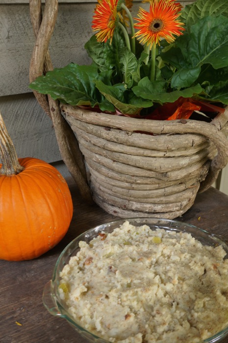 Potato Stuffing pre baking photo by Kathy Miller