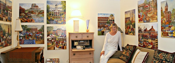 Kathy Miller With Tailgating Through The South original paintings photo by Susan Scarborough