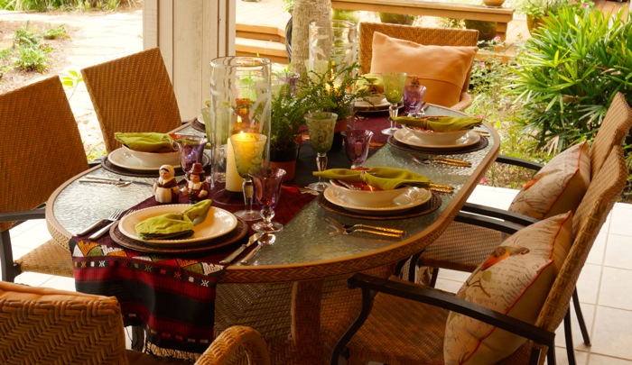 Thanksgiving tablescape on the marsh photo by Kathy Miller