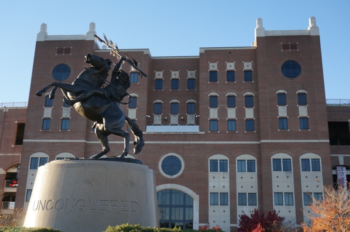 Doak Campbell Stadium and Chief Osceola and Renegade photo by Kathy Miller