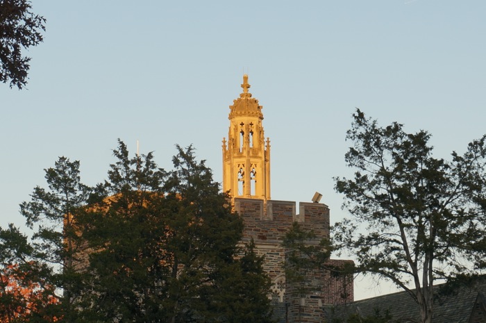 Sunset on West Union Duke University photo by Kathy Miller