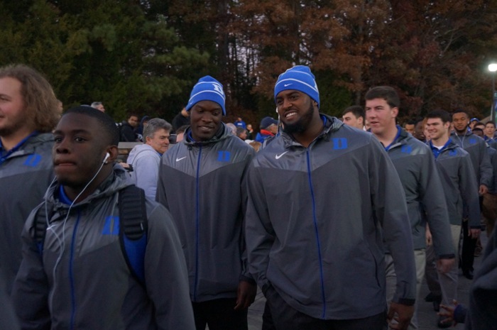 Duke football players Duke/UNC game photo by Kathy Miller