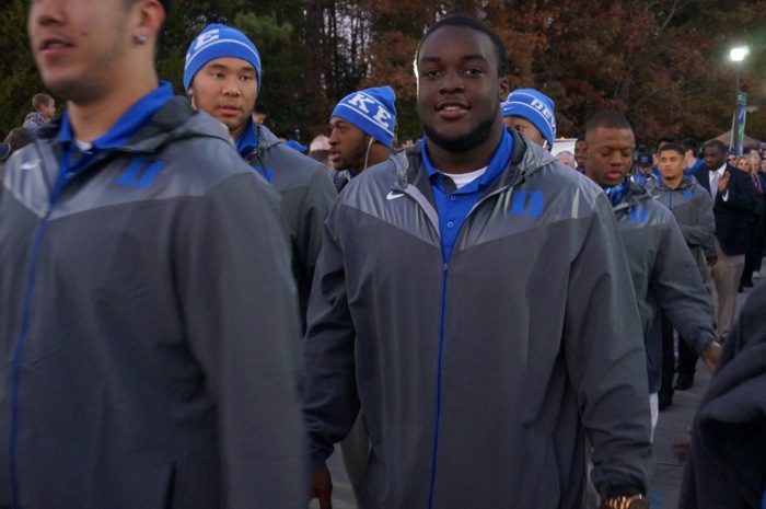 Football players, Duke University photo by Kathy Miller