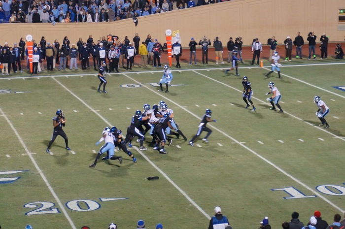Duke football action photo by Kathy Miller