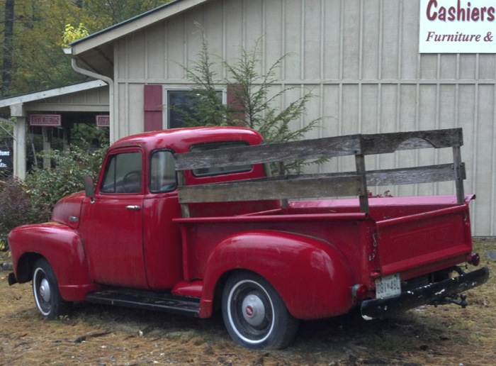 red truck in Cashiers photo by Kathy Miller