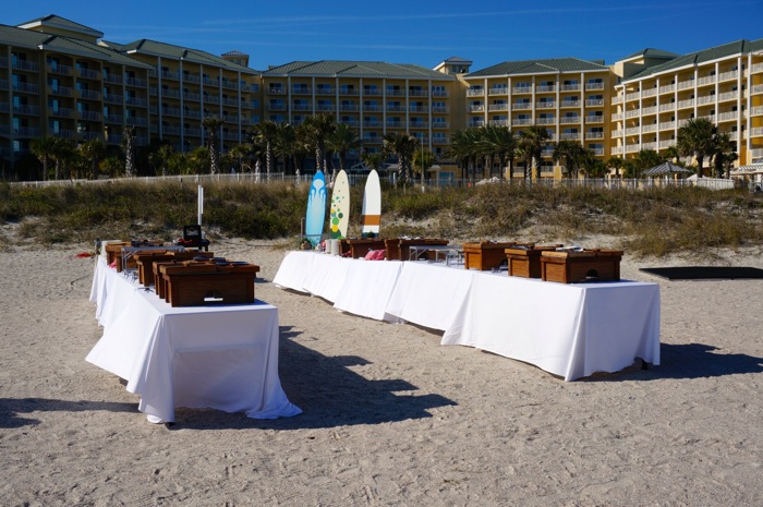 Beach Party setup for Iowa Hawkeyes players and family photo by Kathy Miller