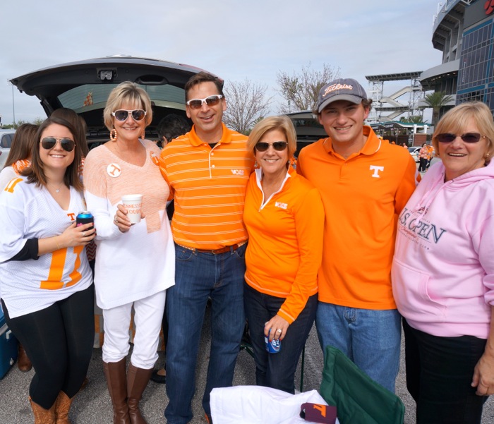 Amanda, John and Darcy Lyberger enjoying Tennessee tailgate photo by Kathy Miller