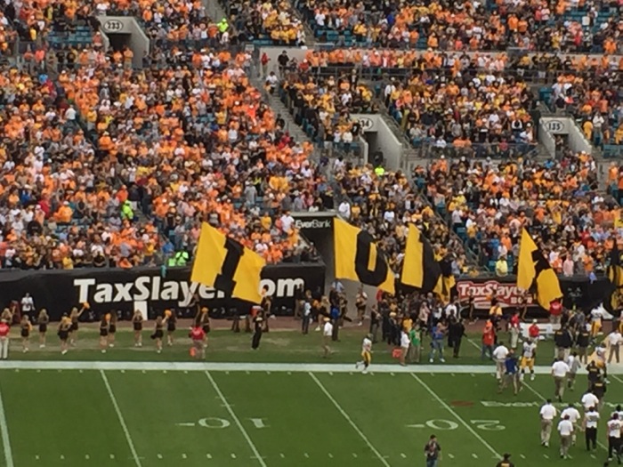 Iowa takes the field photo by Kathy Miller