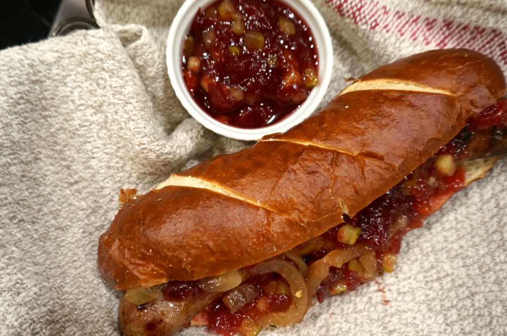 Beer Brats with Cranberry Pickle Relish photo by Kathy Miller