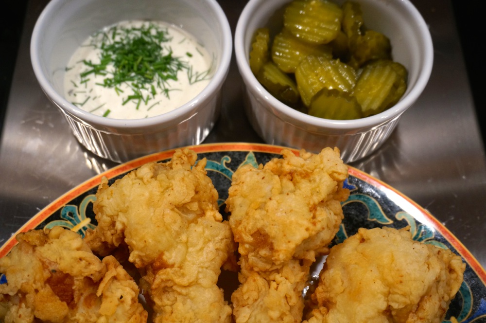 Fried Chicken Wings with Ranch and Frank's Red Hot Sauce Dressing and Dill Pickle Slices photo by Kathy Miller