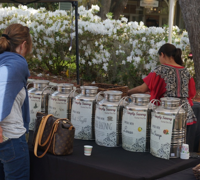 Flavored Olive oil at the Farmers Market , The Shops of Omni Amelia Island Plantation photo by Kathy Miller