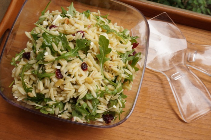 Orzo Salad with Dried Cranberries, Feta Cheese, Pine Nuts and Arugula photo by Kathy Miller