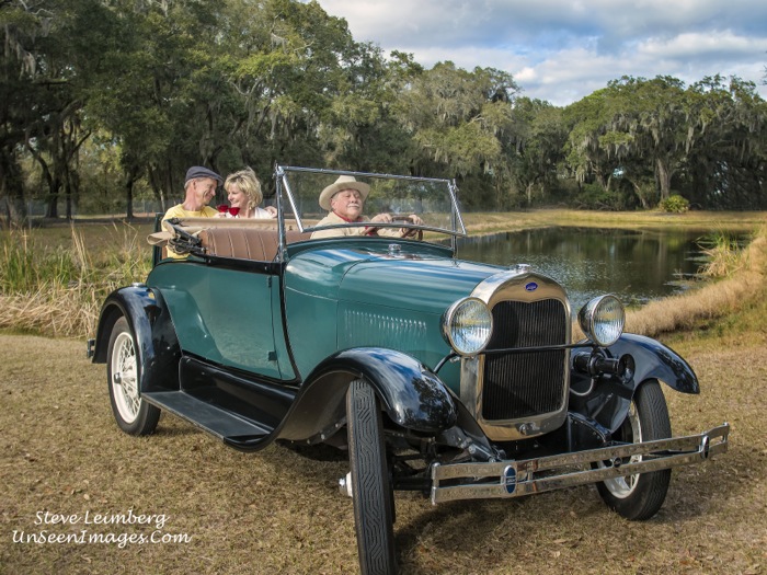 Kathy and Dave Miller with Mike Broucke in vintage Model A photo by Steve Leimberg, Unseen Images.com 
