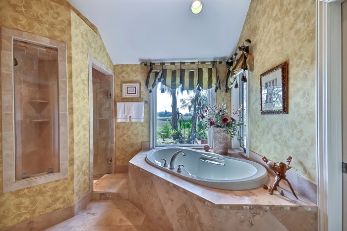 Master bath at 42 Marsh Creek tub with a view