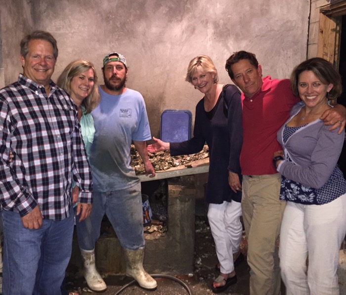 Bowens Island Restaurant, Charleston, SC oyster steaming and shucking served by the trayful photo by Kathy Miller