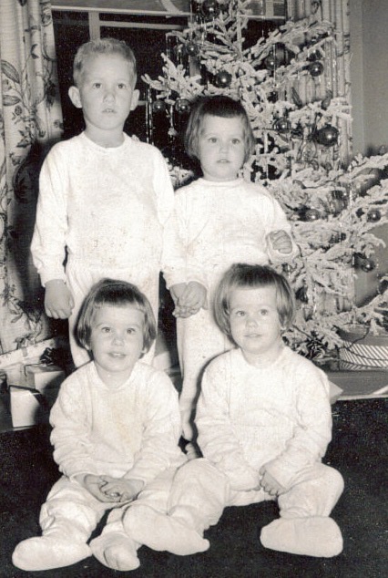 Christmas at the Millers with triplets and Dave photo by Kathy Miller
