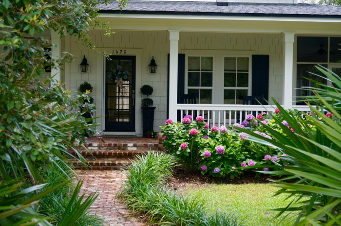 Home in Amelia Park, Fernandina Beach, FL with hydrangeas photo by Kathy Miller