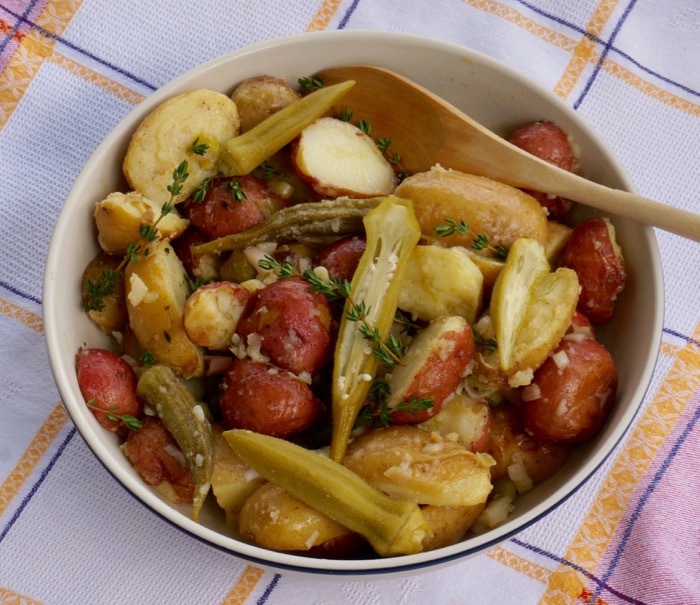 Roasted Potato and Okra Salad photo by Kathy Miller