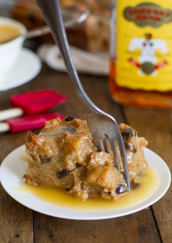bread pudding with hot butter rum sauce photo by Pinch of Yum 