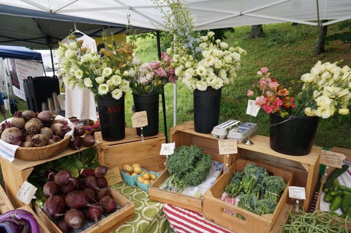 Flowers from True Love Farm Dorset Farmers Market photo by Kathy Miller