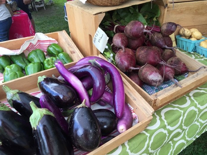 Eggplant and peppers Dorset Farmers Market photo by Kathy Miller