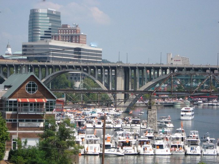 Knoxville Skyline, The Vol Navy and the Tennessee Boathouse photo by Kathy Miller