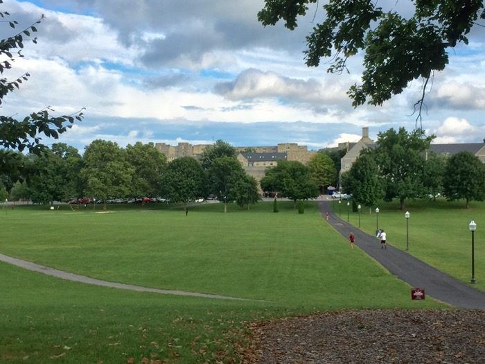 Virginia Tech's Drill Field and War Memorial Hall photo by Kathy Miller