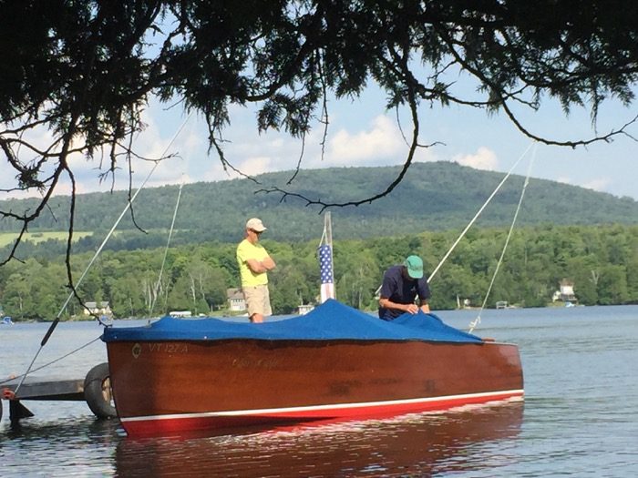 Getting the old Chris-Craft ready to boat photo by Kathy Miller