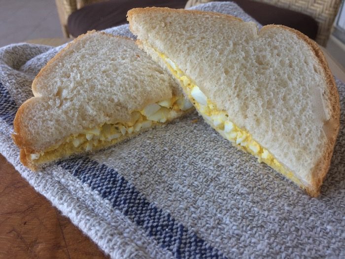 Egg Salad Sandwich on white bread ala The Masters photo by Kathy Miller