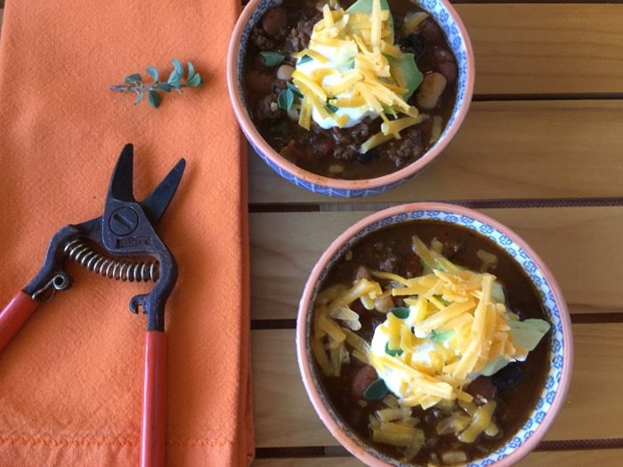 Woo-Hoo Chili with herb clippers photo by Kathy Miller