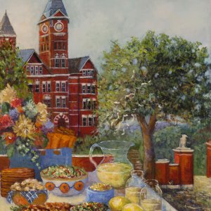 Tailgating At Toomers Corner painting by Kathy Miller