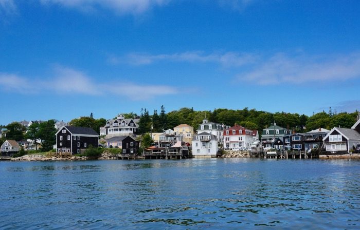 Stonington, Maine with many mansard roofs photo by Kathy Miller