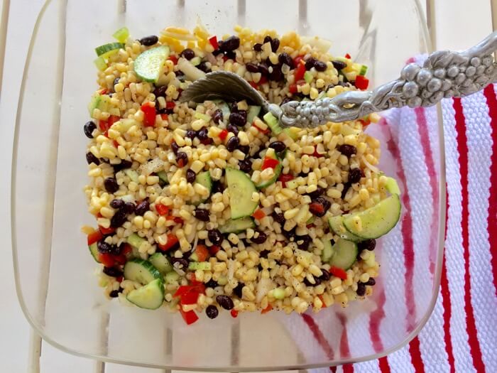 Corn and Cucumber salad photo by Kathy Miller