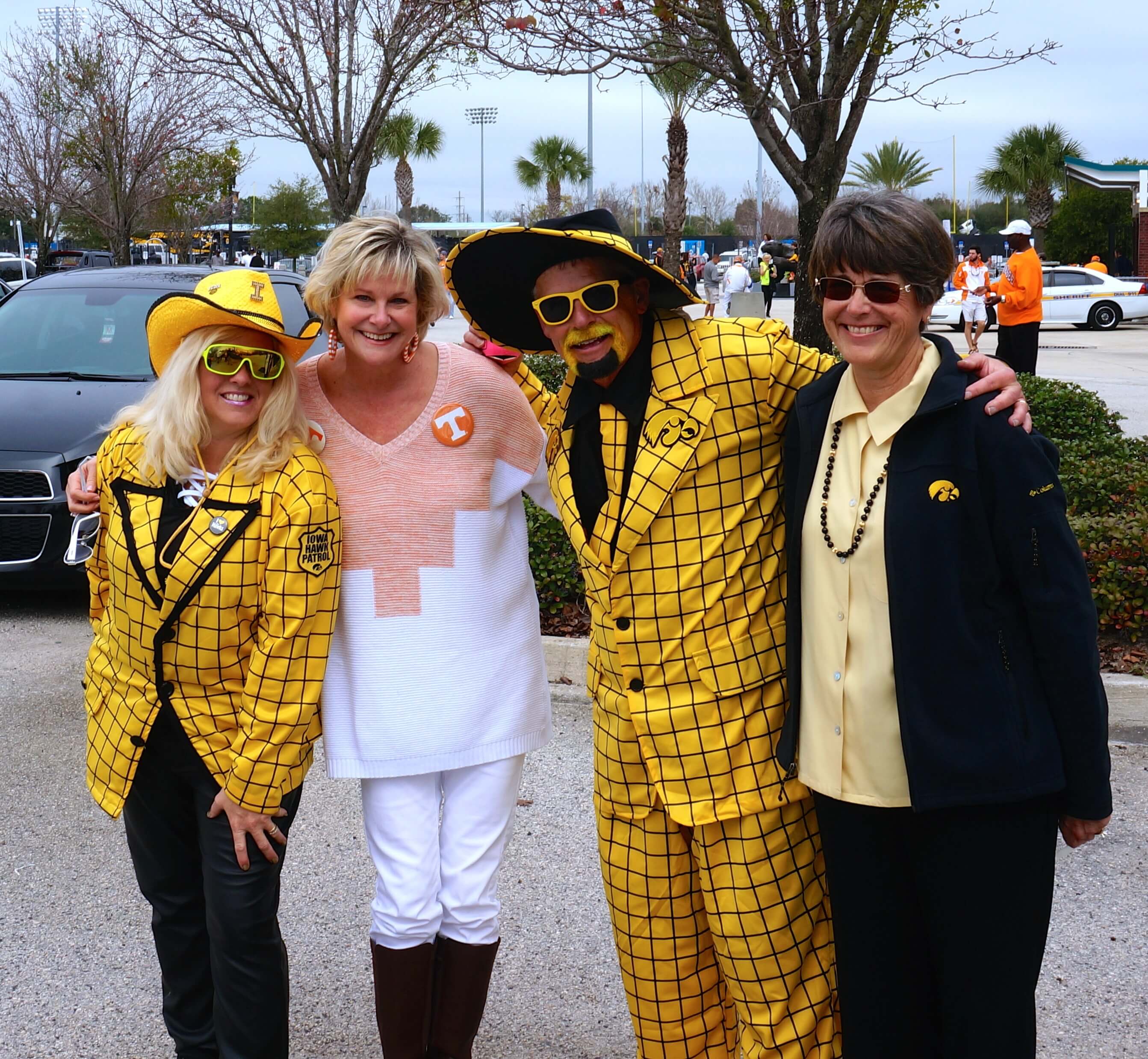 Kathy With Iowa Hawkeye fans & Sue Braddock photo by Kathy Miller