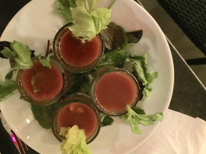 Oyster Shooter with Bloody Mary Mix and vodka photo by Kathy Miller