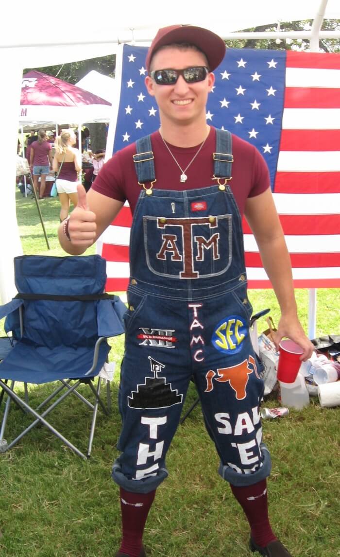 Aggie fan with all the symbols photo by Kathy Miller