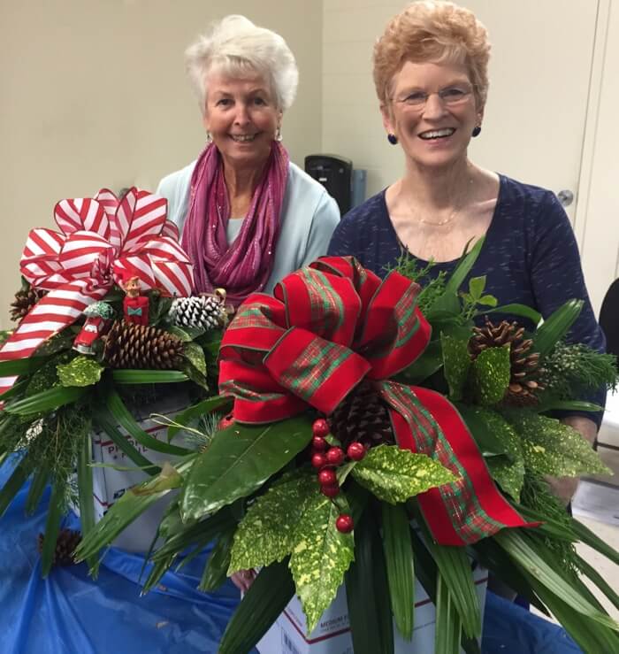 Showing off their mailbox decorations photo by Kathy Miller