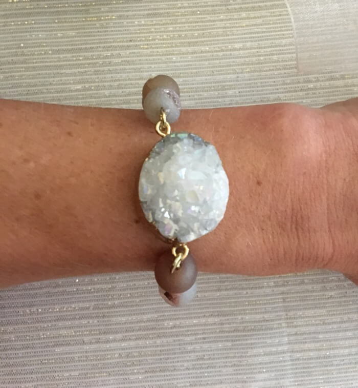 White Crystal Druzy Bracelet