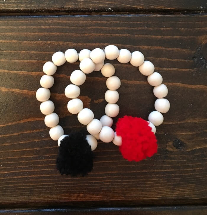 Georgia Red and Black Pom Pom Bracelet