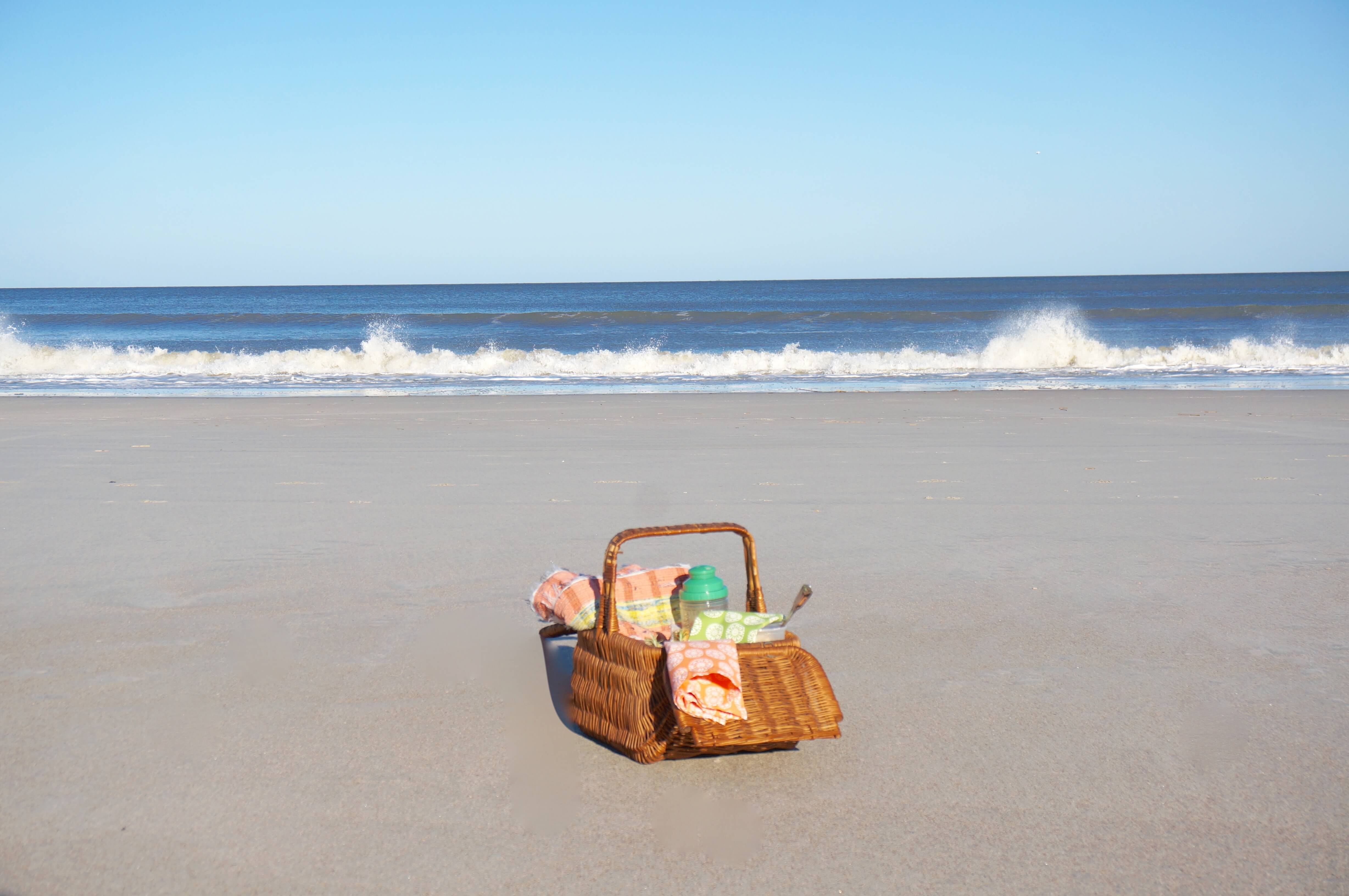 A Picnic on the Beach with pasta salad photo by Kathy Miller